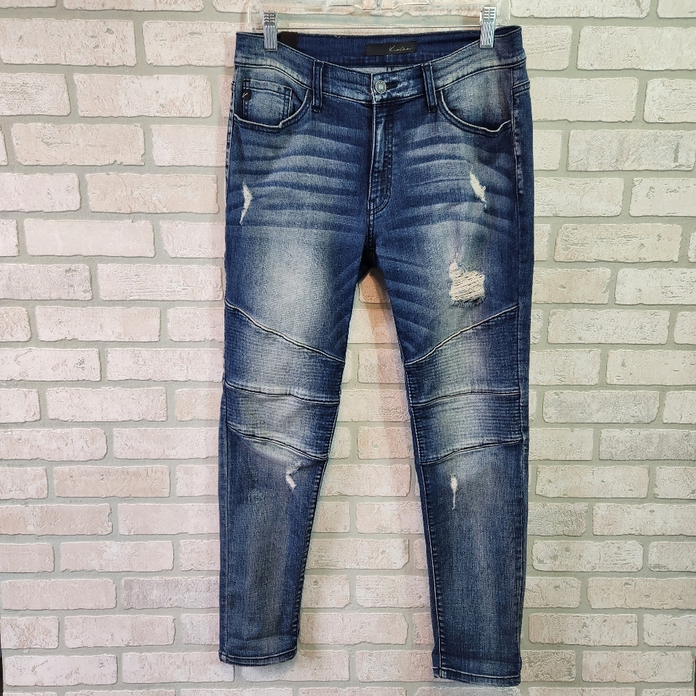 Kancan Womens Double Patched Distressed Holy Denim Jeans Size W 11 29